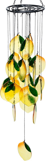 Lemon Stained Glass Wind Chime - Yellow Lemon Wind Chime Window Hanging Ornament Boho Suncatcher Art Pendant for Home Garden Backyard Outdoor Spring Decor Girl Women Birthday Housewarming Gift