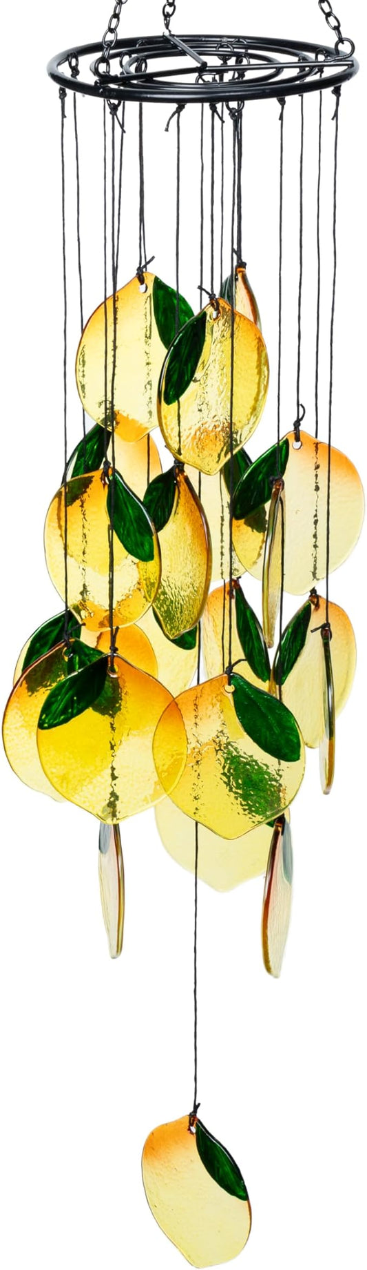 Lemon Stained Glass Wind Chime - Yellow Lemon Wind Chime Window Hanging Ornament Boho Suncatcher Art Pendant for Home Garden Backyard Outdoor Spring Decor Girl Women Birthday Housewarming Gift