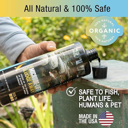 MICROBE-LIFT MLXSA5G Sludge-Away Pond and Outdoor Water Garden Sludge Remover, Safe for Live Koi Fish, Plant Life, and Décor, 5 Gallons