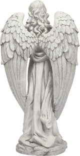 Alpine Corporation 31" Tall Indoor/Outdoor Angel Statue Yard Art Decoration, Light Gray
