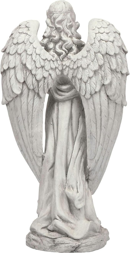 Alpine Corporation 31" Tall Indoor/Outdoor Angel Statue Yard Art Decoration, Light Gray