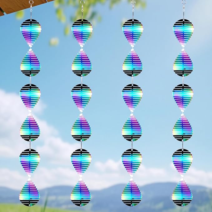 Wind Spinners Outdoor Garden Decor, Metal 3D Reflective Wind Spinner Stainless Steel Hanging Ornament for Outside Patio Garden Yard Porch Decorations, Gifts for Women Men, Colorful