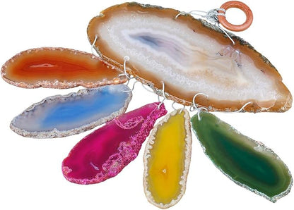 rockcloud Agate Slices Geode Wind Chime Home Garden Decoration Figurine Small Size