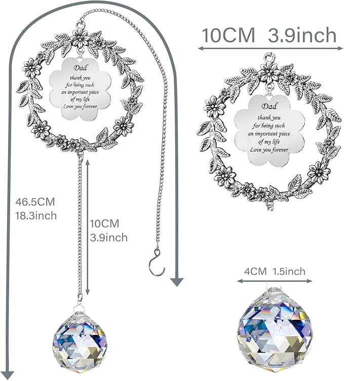 Thank You Gifts for Dad,Suncatcher Birthday for Men,Sun Catcher Gifts for Dad Christmas Birthday Thanksgiving