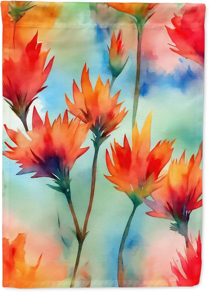 Caroline's Treasures Wyoming Indian Paintbrush in Watercolor House Flag Large Porch Sleeve Pole Decorative Outside Yard Banner Artwork Wall Hanging, Polyester, House Size, Multicolor