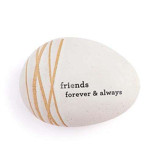 DEMDACO Inspired Everyday Collection Friends Forever & Always Speckled God Tone 4.5 x 3 Stoneware Decorative Garden Stepping Stone Patio Walkway Sculpture Yard Art