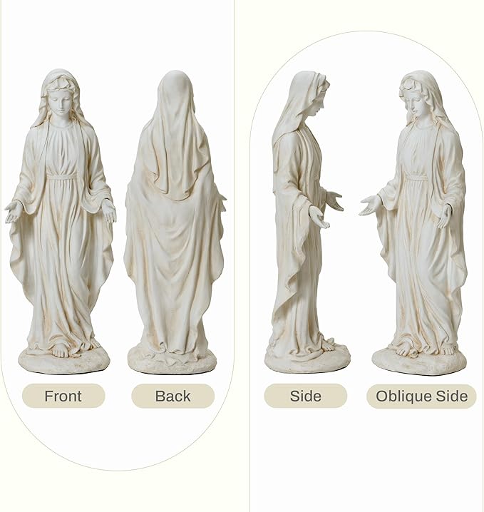 LuxenHome Virgin Mary Statue Outdoor, 30'' Religious Garden Statue, Blessed Mother Outdoor Statue, Virgen De Guadalupe Statues, Large Outdoor Garden Statues, Sculptures Decorations Home Yard Patio