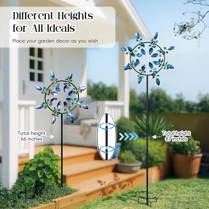 Pure Echo Large Wind Spinners Outdoor, Kinetic Metal Wind Spinners for Yard and Garden, Gift for Family or Friends (30'' W x 87'' H)