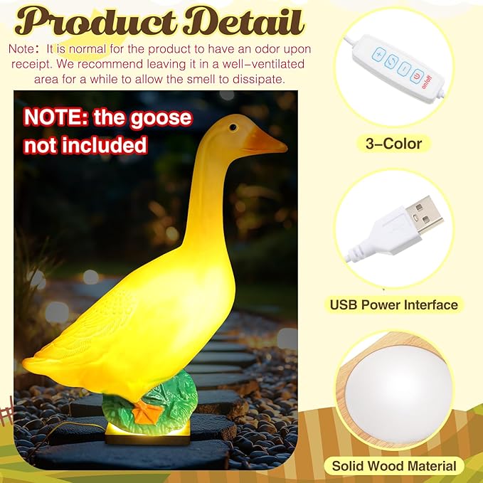 Tujoe Easter Porch Goose Lamp Base Outfit Wooden 3 Color Changing Light Lamp Stand LED Base Display Yard Garden Party Decor, Without Proch Goose