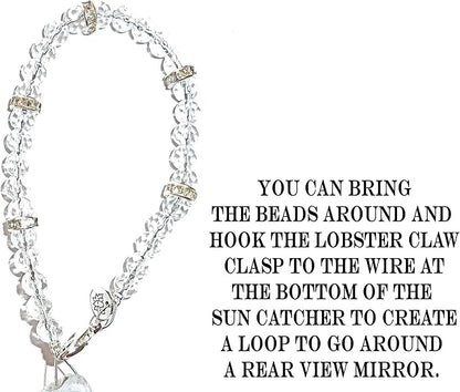 Hidden Hollow Beads Crystal Suncatcher Rear View Mirror 30mm Hanging Ornament Rhinestone Beaded Design Indoor Window & Home Décor (1 38mm Icicle Crystal)
