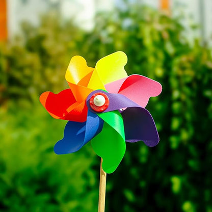 M METERXITY 1 Set Wind Spinner - 12 Inch Pinwheels for Yard and Garden,Apply to Garden Decor/Yard Decorations Outdoor/Backyard Decor/Yard Art (Colorful Dots Windmill)