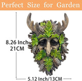 8.3" Real Tree Face Hugger Statue, Garden Outdoor Resin Sculpture with Foliage Features, Fairy Elve Accent Yard Art, Halloween Trees Decorations Outdoor Wall Mounted Statue