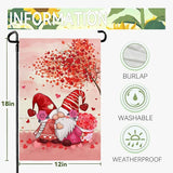 Gnomes Kiss Garden Flag 12 x 18 Inch Double Sided Valentine's Day Red Hearts Burlap Yard Flags Holiday Love Kiss Small Outdoor Flag Garden Decoration