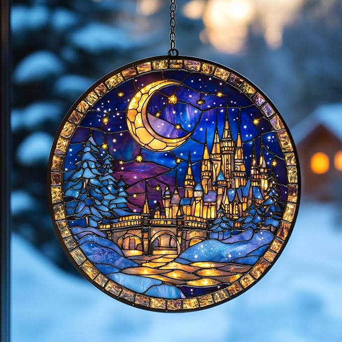 The City of Star Acrylic Suncatcher Stained Glass Effect Window Car Hanging Christmas Ornament Indoor Outdoor Decor Garden Sun Catcher Panel for Acrylic Suncatcher Lover for Women Mom Grandma