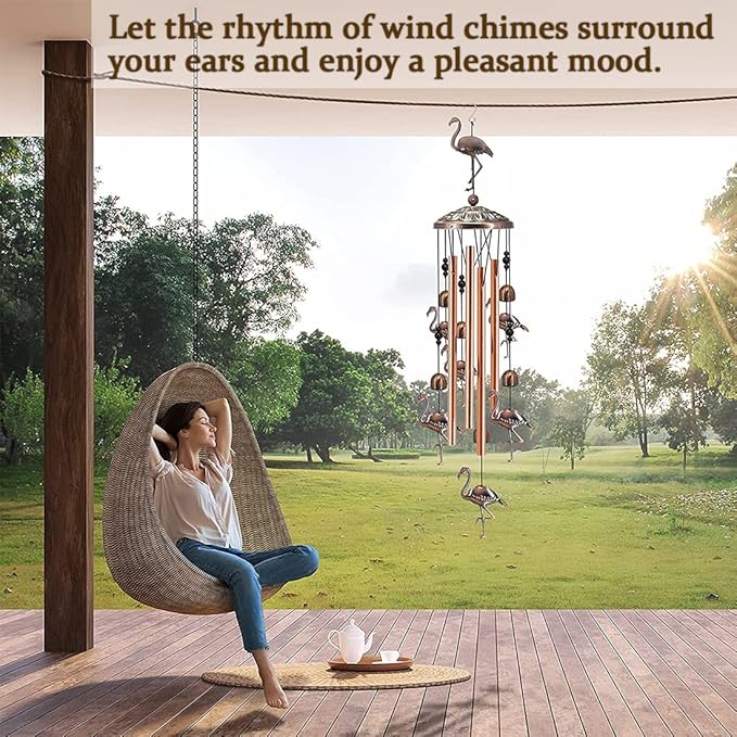 JUNQIU Flamingo Gifts for Women, Flamingo Wind Chimes for Outside, Gifts for Mother/Mom/Grandma/Sister/Mom