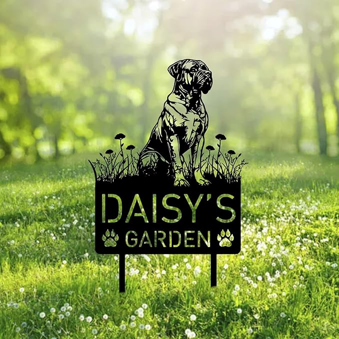 Custom Boerboel Dog Metal Memorial Garden Stake Personalized Pet Grave Marker Name Sign Remembrance Stake Decor Sympathy Dog Loss,Outdoor Statues for Yard Garden Lawn Patio Pathway Grave Ornament.