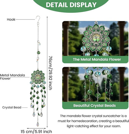 Crystal SunCatcher for Window, Sun Catchers with Crystals, Hanging Crystals Rainbow Maker, Wind Chime, Hanging Crystal for Decoration (Green)
