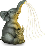 Solar Garden Outdoor Statue with 30 LED Lights - Lawn Decor Elephant Figurine for Patio, Balcony, Yard Ornament - Unique Housewarming Lucky Elephant Mother Gift