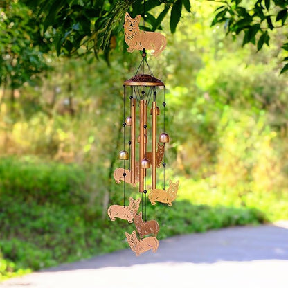 GDNSFIT Corgi Wind Chimes for Outside, Metal Windchimes Outdoors, Corgi Gifts for Women/Men, Memorial/Birthday Gifts, Garden Decor for Outside, Patio or Yard, Durable Chimes for Outdoors