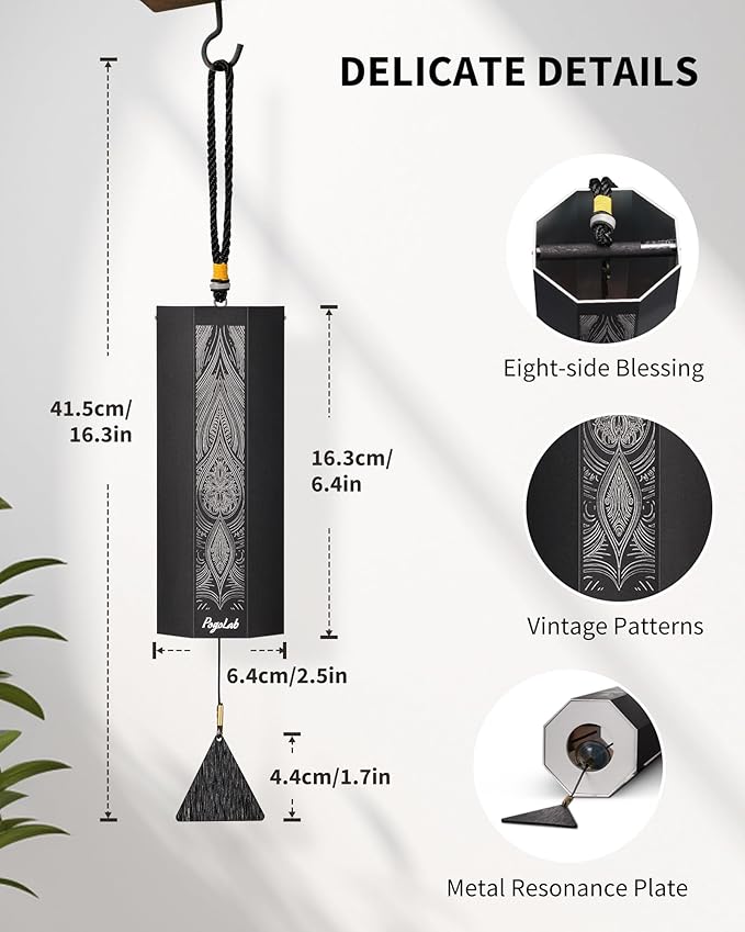 POGOLAB Wind Chimes for Meditation,Sound Healing,Dm Chord,Yoga Wind Chime for Home/Outdoor Decor