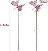 Juegoal 34 Inch Butterfly Garden Stakes Decor, Dragonfly Hummingbird Stakes, Glow in Dark Metal Yard Art for Mom, Mothers Day Ideal Gifts, Indoor Outdoor Lawn Pathway Patio Ornaments, Set of 3