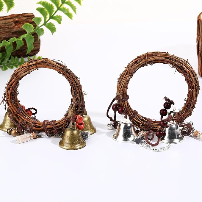 2 Pieces Witch Bells for Door Knob for Protection Hanging Bell Wind Chimes Handmade Decorative Bell for Boho Home Room Witchy Decor (Classic)
