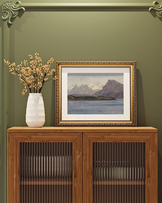 ARPEOTCY Vintage Gold Framed Wall Art, Coastal Range Seaside Landscape Paintings 13x16 inch Victorian Wall Decor for Living Room Bedroom Bathroom Canvas Prints Antique Pictures Frame