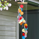 Wenqik Sea Glass Shell Wind Chimes for Outside Seaglass Capiz Windchime Spiral Wind Chimes for Women Beach Holiday Summer Gift Indoor Outdoor Home Housewarming Garden Decor(Colorful)