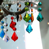 20pcs 38mm Crystal Maple Leaf Chandelier Prism Replacement Pendant with Crystal Glass Beads for Chandelier Christmas Decoration (Multi Color)