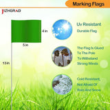 50Pack Green Marking Flags, JIZHGRAD 13x4x5 Inch Marker Flags Use for Yard & Lawn, Boundary & Dog Training, Survey & Landscape, Sprinkler & Surveyor, Garden & Construction, High Visibility, Sturdy, Versatile, UV & Weather Resistant