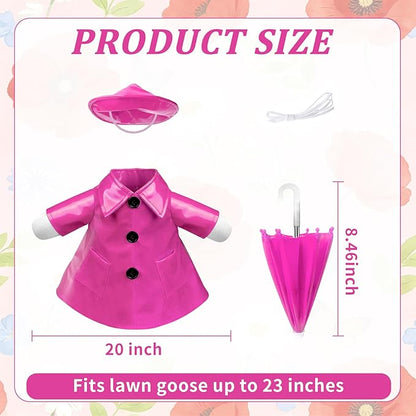 3 Pcs/Set Raincoat Porch Goose Outfits,Summer Lawn Goose Statue Raincoat Costume,Goose Clothes for Summer Outdoor Patio Yard Lawn Garden Decoration(Pink)