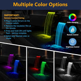 AquaMiracle Pond Waterfall Kit with LED Lights, All-in-1 Stainless Steel Spillway with 800GPH Water Pump, Outdoor Waterfall Fountain for Garden, Backyard & Pool Decor (18inch)