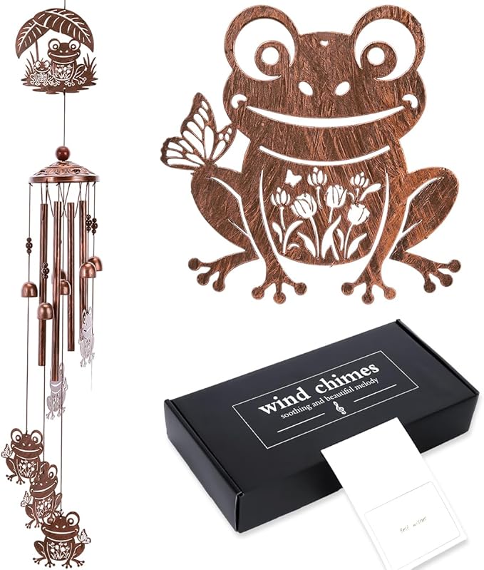 Frog Wind Chimes for Outside - Metal Windchimes Outdoors, Frog Gifts for Women/Men, Memorial/Birthday/Housewarming/Festival Gifts, Chimes for Garden Decor Patio Yard Outdoors