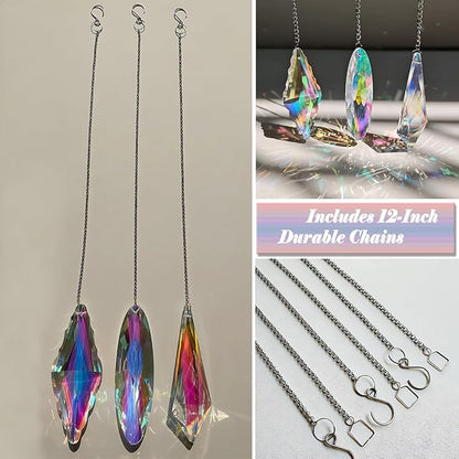 3PCS 5" Large Crystal Sun Catcher Prisms - Hanging Crystals for Window Prisms Suncatcher Indoor Window Rainbow Maker Glass Prism, Perfect for Meditation & Home Decor