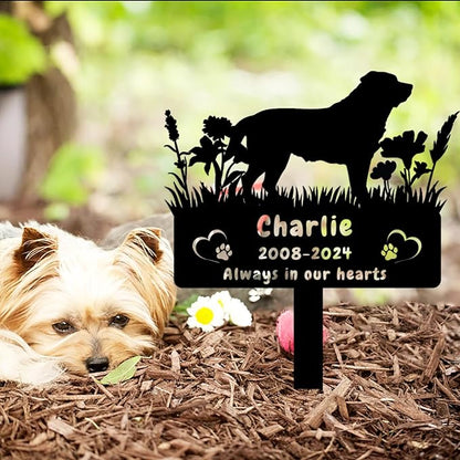 Custom Rottweiler Dog Memorial Grave Marker,Personalized Pet Dog Memorial Garden Stake,Flora Dog Memorial Plaque Burial Stake Engraved Sign,Dog Sympathy Grave Stake,Dog Statue Headstone