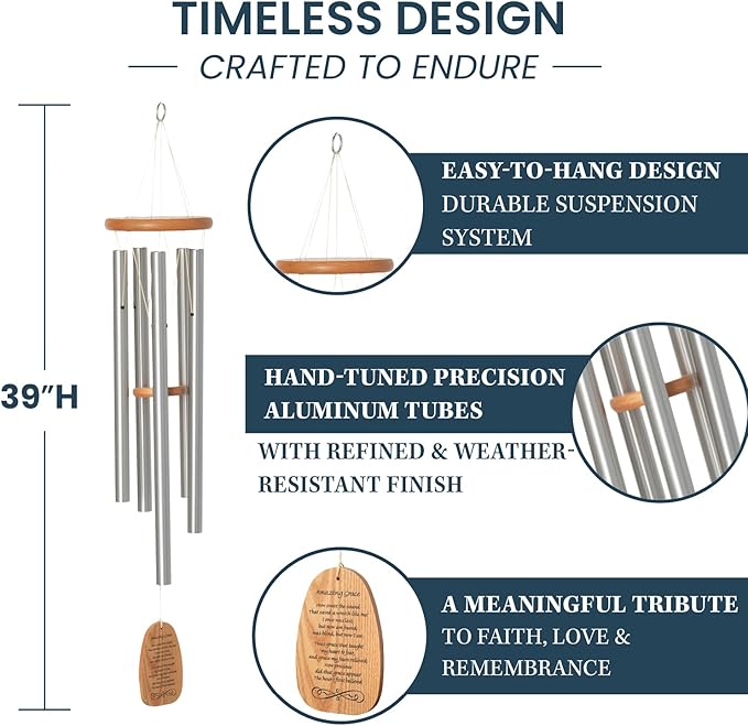 Woodstock Chimes Signature Collection, Woodstock Reflections, 22'' Serenity Prayer Inspirational and Memorial Wind Chimes for Outdoor, Patio, Home or Garden Décor (WRSP)