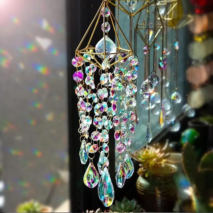 Sun Catchers with Crystals Hanging Crystals Prisms Suncatcher Crystal Suncatchers Hanging Wind Pendant for Window Garden Home (Type-A)