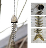 Fish Wind Chime, Fishbone Wind Chime, Fish Bone Cast Iron Wind Chimes Vintage Metal Wind Chimes Outdoor Soothing Melody for Garden Home Yard Porch Hanging Decor (Bronze)