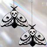 Yalikop 2 Pcs Death Moth Suncatcher Decoration Gothic Skull Stained Glass Window Hangings Decor Death Head Moth Butterfly Sun Catcher for Office Home Garden Windows Decor