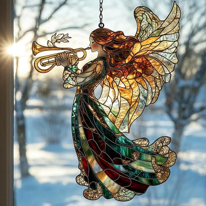 Angel Acrylic Suncatcher Stained Glass Effect Window Car Hanging Christmas Ornament Indoor Outdoor Decor Garden Sun Catcher Panel for Fairy Lover for Women Mom Grandma