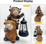 Solar Garden Outdoor Statues Lantern Figurines Light Decorations for Outdoor Patio Balcony Yard Lawn, Ideal Gifts for Mom Friends (Brown - Cow)