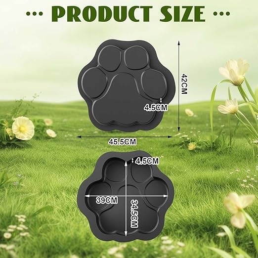 Threlaco Large Paw Print Stepping Stones Mold, 16.54 in Reusable Concrete Cement Textured Plastic Craft Paver Forms Non-Slip for Casting Garden Pavement and Walkway
