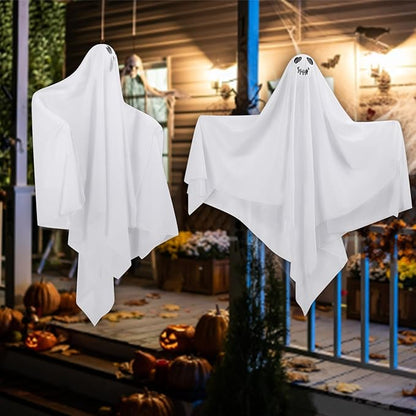 4 Pack Halloween Hanging Ghosts Decor, Hanging Halloween Decorations Outdoor, Halloweens Flying Ghost for Front Yard Porch Patio Lawn Garden Trees Party Décor and Holiday Halloweens Hang Decorations