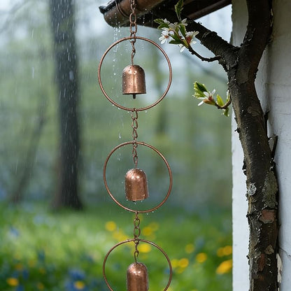 47 Inch Hanging Rain Chain - Metal Rain Chime with Bell Shape for Gutter Drainage, Decorative Outdoor Rain Bell for Garden Patio Balcony