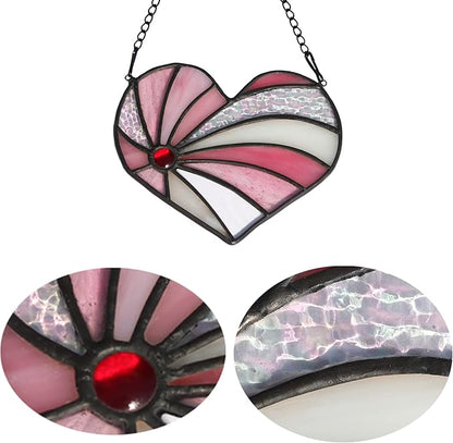 Heart Suncatcher Stained Glass Window Hangings, Heart Shaped Birthday Gift for Grandma Aunt Sister Parents, for Women Couple Annivesary Wedding Gifts for Mom