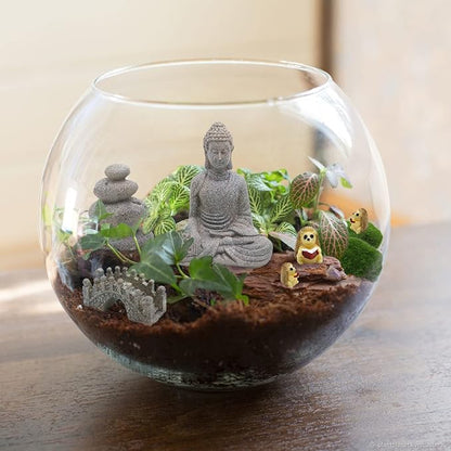 Meditation Zen Garden Accessories - Miniature Buddha Fairy Garden Kit Micro landscape Terrarium Kit DIY Japanese Mini Zen Garden Decor Chinese Potted Plant Culture Bonsai Decoration Bridge Pagoda