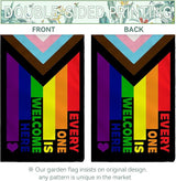 Progress Pride Rainbow Garden Flag Every One Is Welcome Here Yard Flag LGBTQ Gay Lesbian Bisexual Non Binary Transgender House Flag All Inlcusive Vivid Color Garden Flags 12x18 Inch