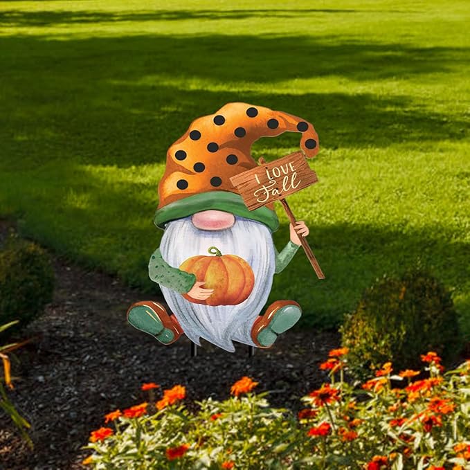 Briarwood Lane Fall Gnome Metal Yard Art