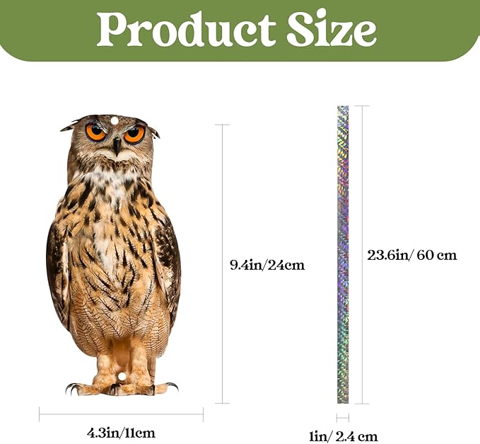 Owl to Keep Pigeon Away, 5 Pack Fake Owl, Reflective Hanging Owls Decoration, Dual-Side Printed Owls to Keep Birds Pigeon Away from Patio Garden