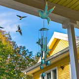 HONGLAND Wind Chimes for Outside,34" Hanging Metal Hummingbird Windchimes Outdoor,Unique Memorial Wind Chimes for Mom/Grandma,Home Decorative Ornaments for Garden, Patio, Yard Decor - Blue